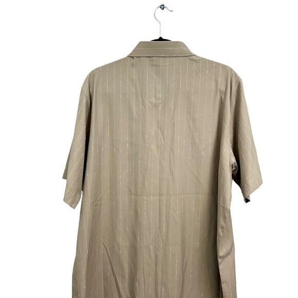 Elliott Button Up Shirt Stripe‎ Tan Collard Short Sleeve Stripe Tan Men Size L - Picture 5 of 5